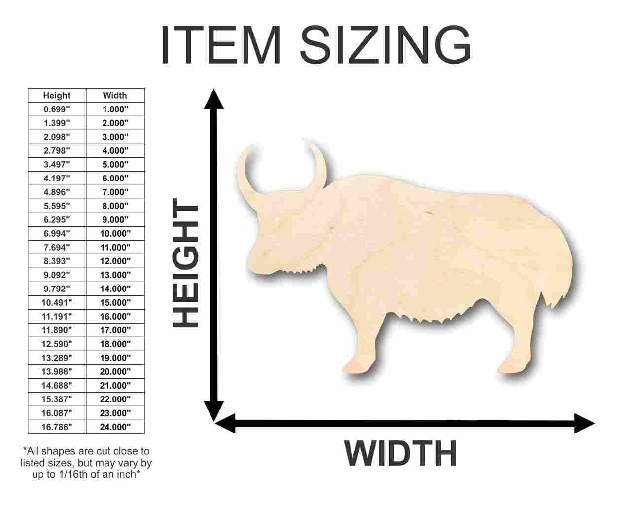 Unfinished Wood Yak Shape - Animal - Craft - up to 46" DIY