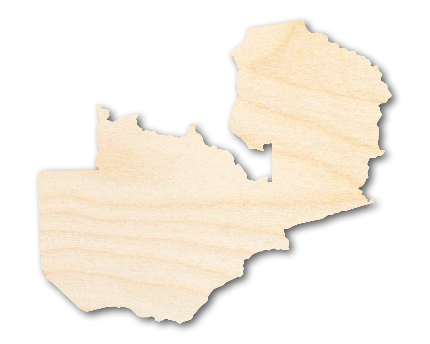 Unfinished Wood Zambia Country Shape - Southern Africa Craft - up to 46" DIY