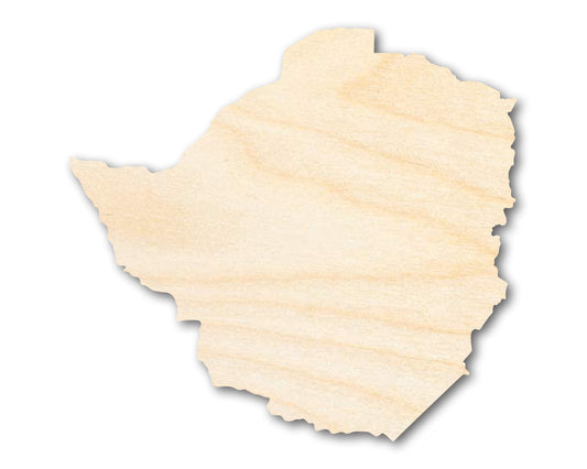 Unfinished Wood Zimbabwe Country Shape - Southern Africa Craft - up to 46" DIY