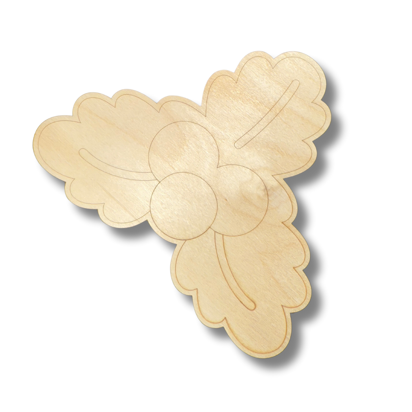 Unfinished Wood Etched Holly Shape | Paint By Line Crafts | up to 30" DIY