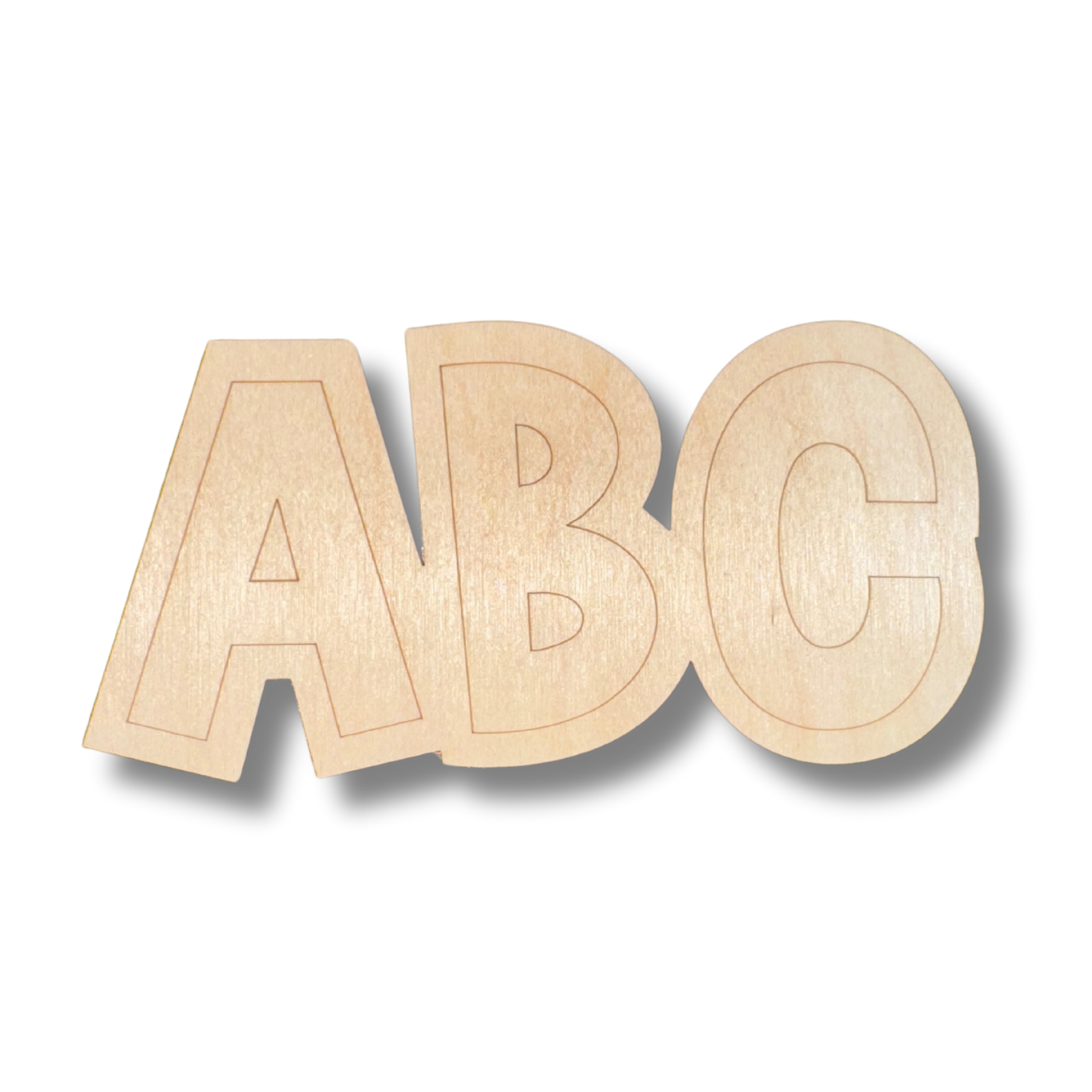 Unfinished Wood Etched ABC Shape | Paint By Line Crafts | up to 30" DIY