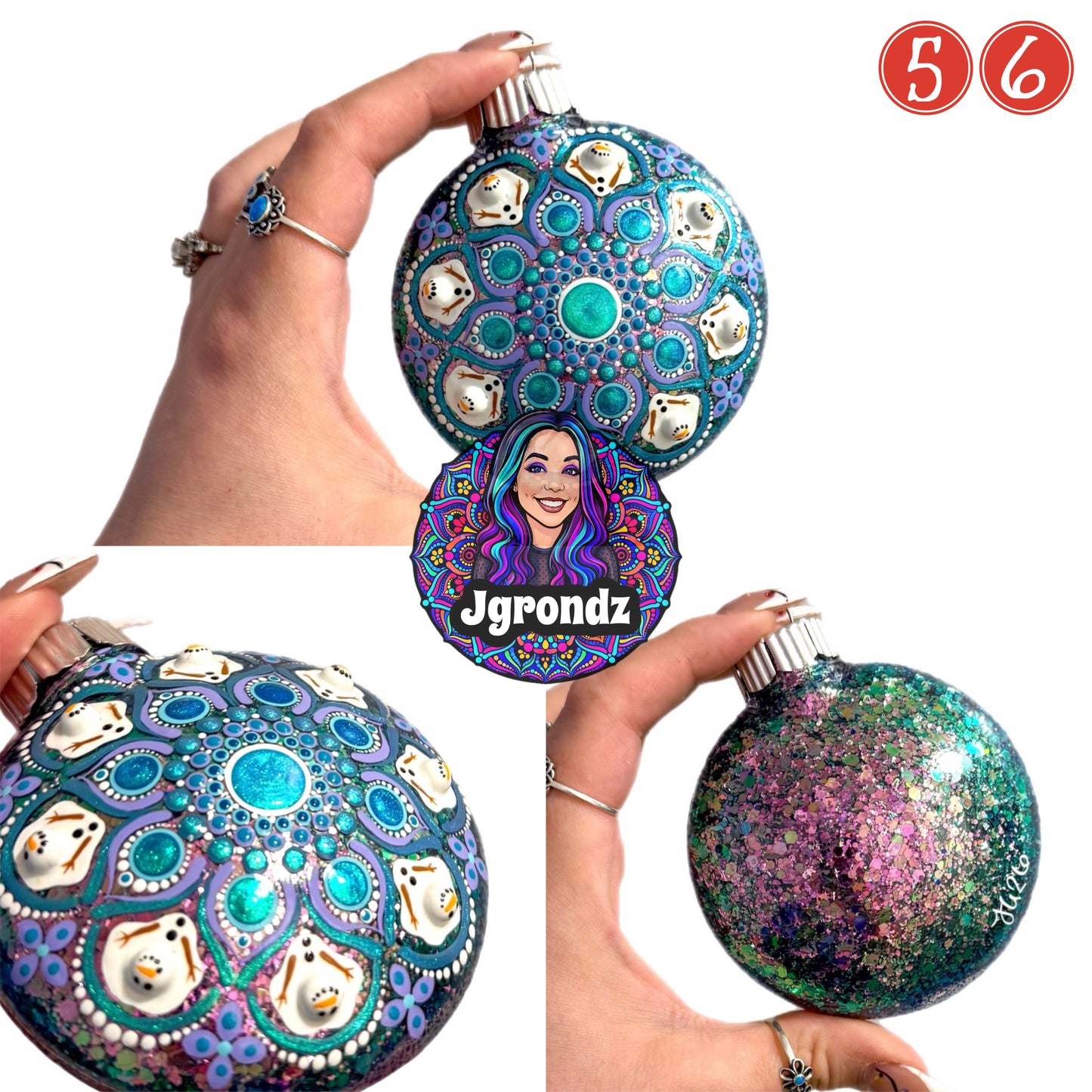 3” Melting Snowman Mandala Ornament