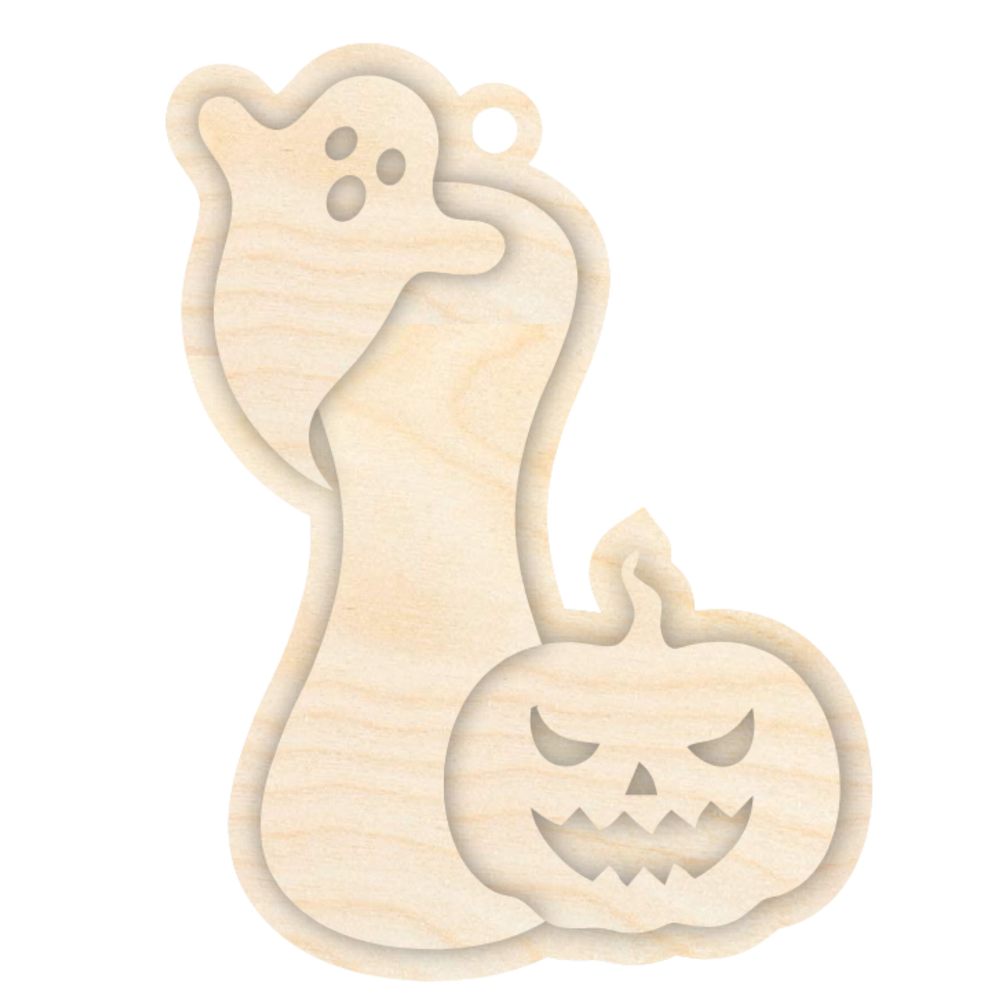 Unfinished Wood Layered Letter Halloween Ghost & Pumpkin Tags | A-Z | 4 Piece | 6" Tall | 1/8" Wood | Wood Craft DIY