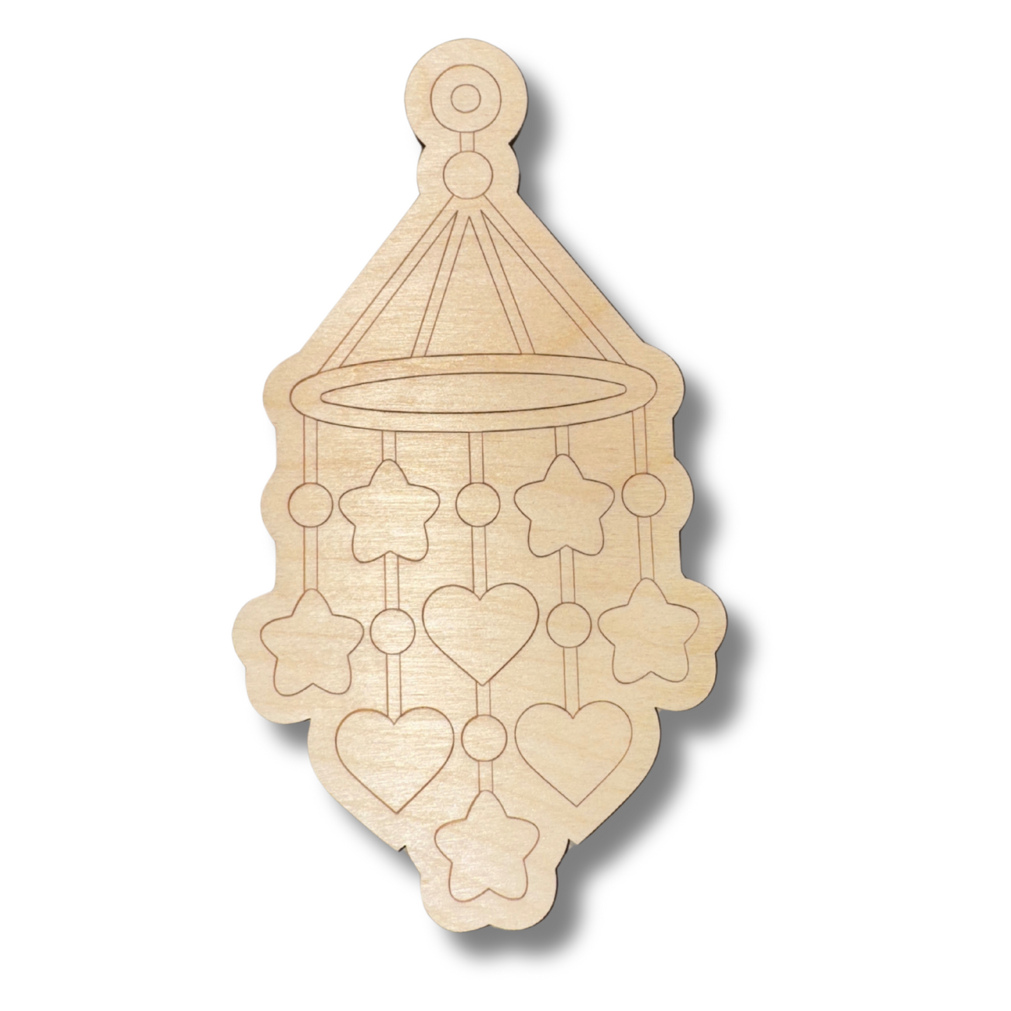 Unfinished Wood Etched Baby Mobile Shape | Paint By Line Crafts | up to 30" DIY