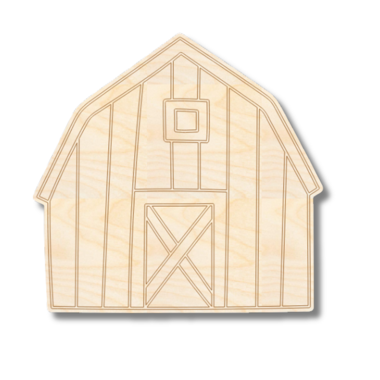 Unfinished Wood Etched Barn Shape | Paint By Line Crafts | up to 30" DIY