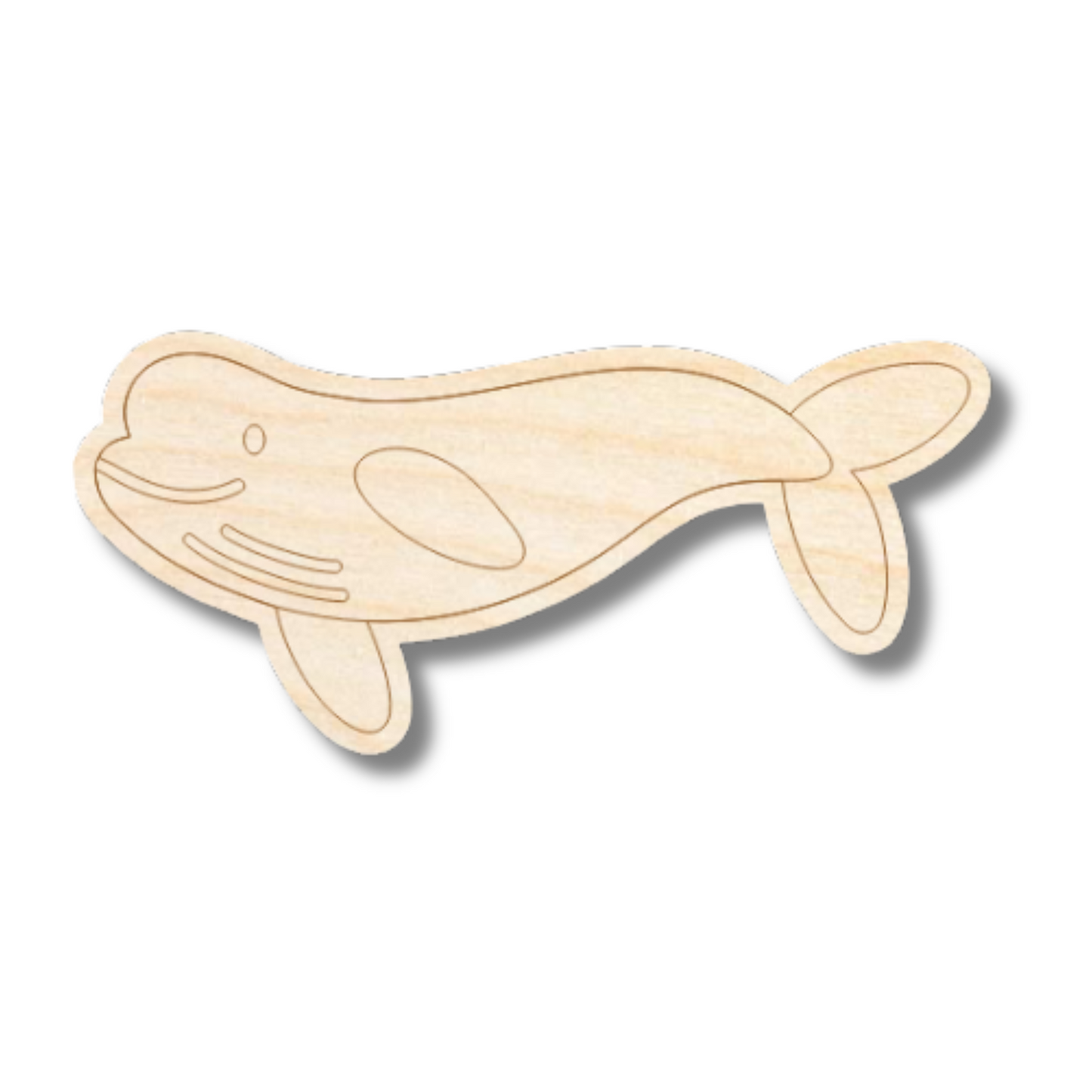 Unfinished Wood Etched Beluga Whale Shape | Paint By Line Crafts | up to 30" DIY