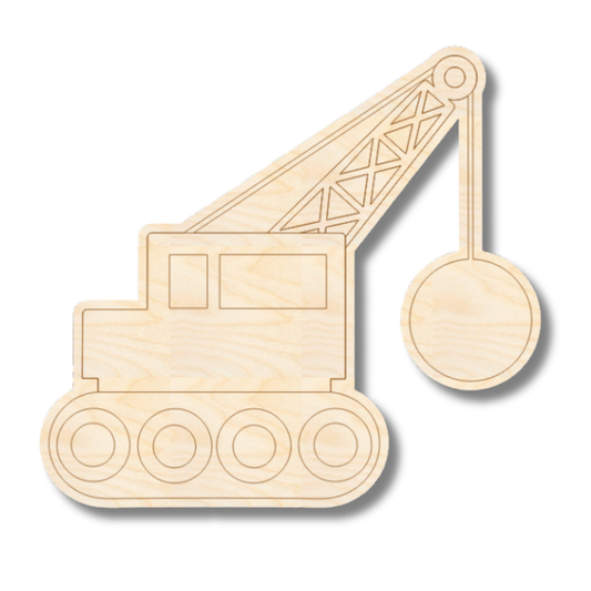 Unfinished Wood Etched Wrecking Ball Shape | Paint By Line Crafts | up to 30" DIY