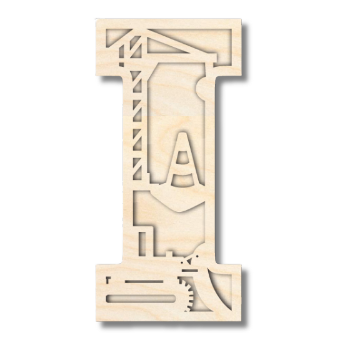 Unfinished Wood Layered Themed Letters | Construction | A-Z | 2 Piece | up to 24"