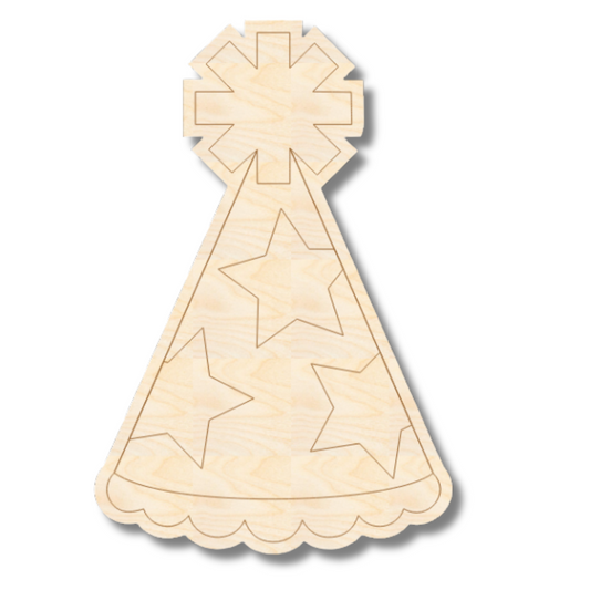Unfinished Wood Etched Star Party Hat Shape | Paint By Line Crafts | up to 30" DIY