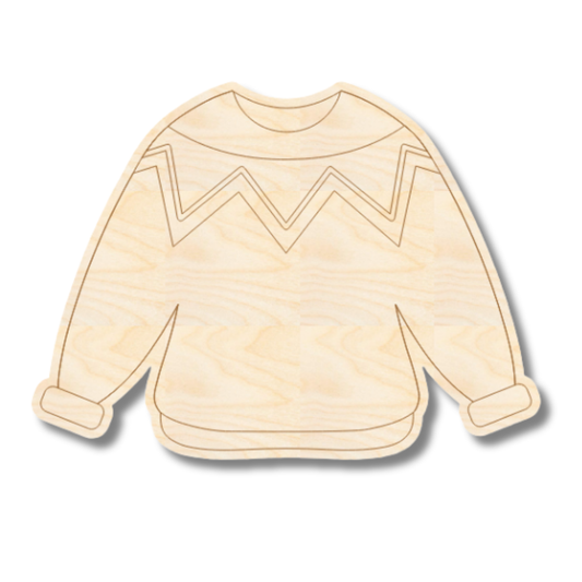 Unfinished Wood Etched Sweater Shape | Paint By Line Crafts | up to 30" DIY
