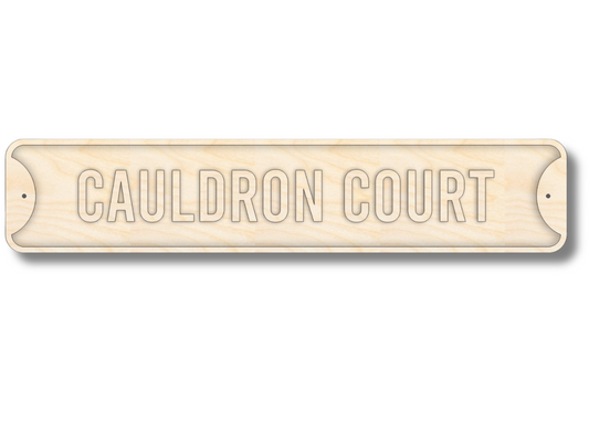 Unfinished Wood Cauldron Court Street Sign | 3 Piece | Layered Street Sign | up to 46" DIY