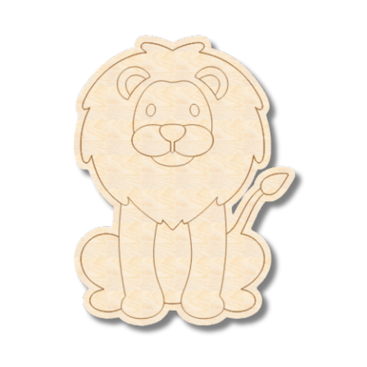 Unfinished Wood Etched Lion Shape | Paint By Line Crafts | up to 30" DIY