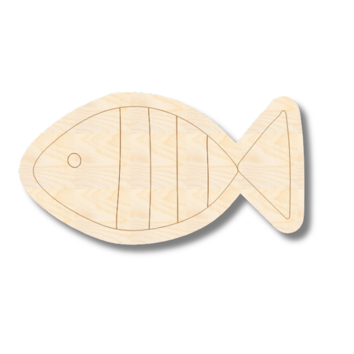 Unfinished Wood Etched Striped Fish Shape | Paint By Line Crafts | up to 30" DIY