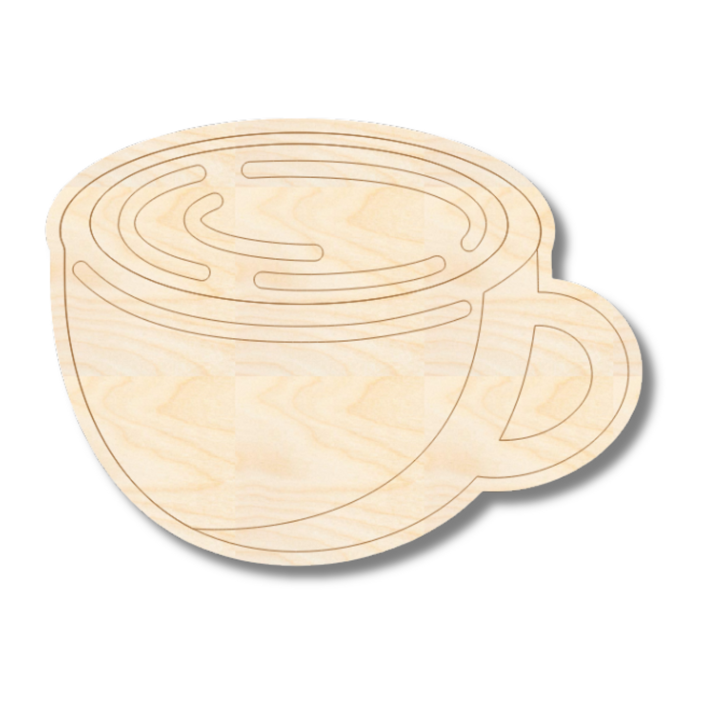 Unfinished Wood Etched Coffee Cup Shape | Paint By Line Crafts | up to 30" DIY
