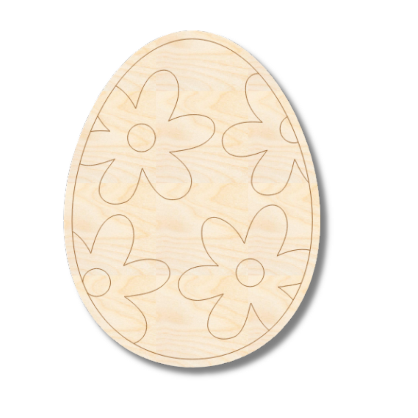 Unfinished Wood Etched Flower Easter Egg Shape | Paint By Line Crafts | up to 30" DIY