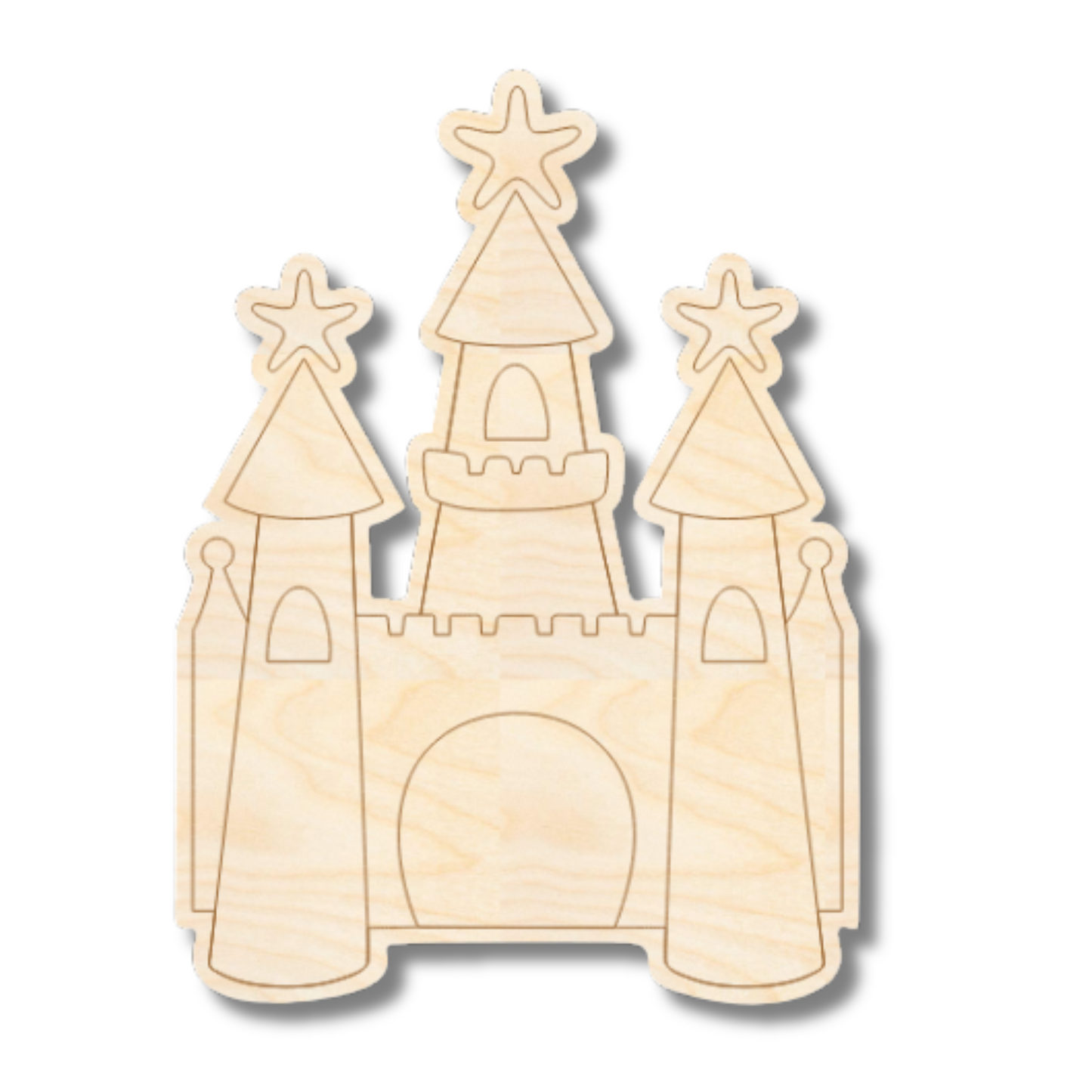 Unfinished Wood Etched Castle Shape | Paint By Line Crafts | up to 30" DIY