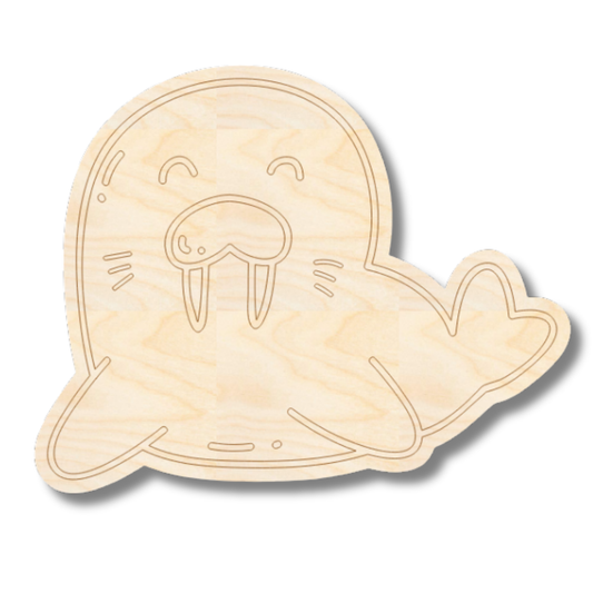 Unfinished Wood Etched Walrus Shape | Paint By Line Crafts | up to 30" DIY