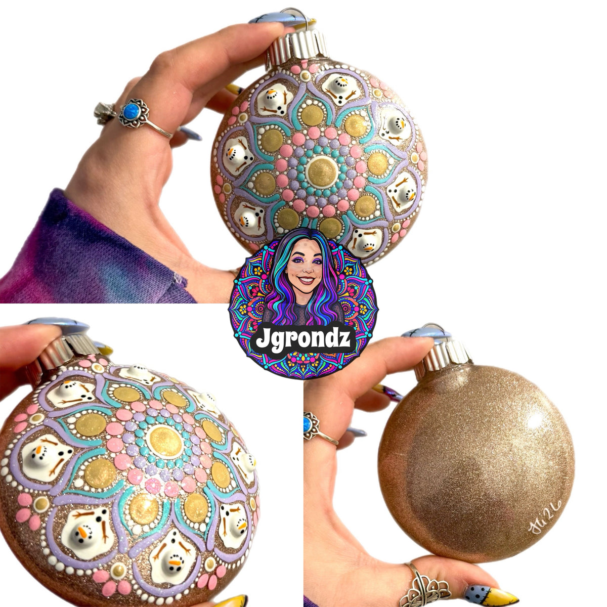 3” Melting Snowman Mandala Ornament