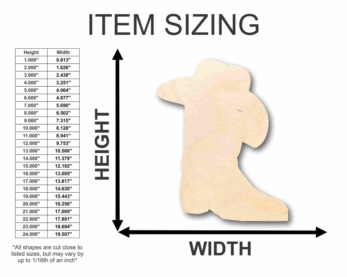 Unfinished Wood Boot Silhouette - Craft- up to 46" DIY