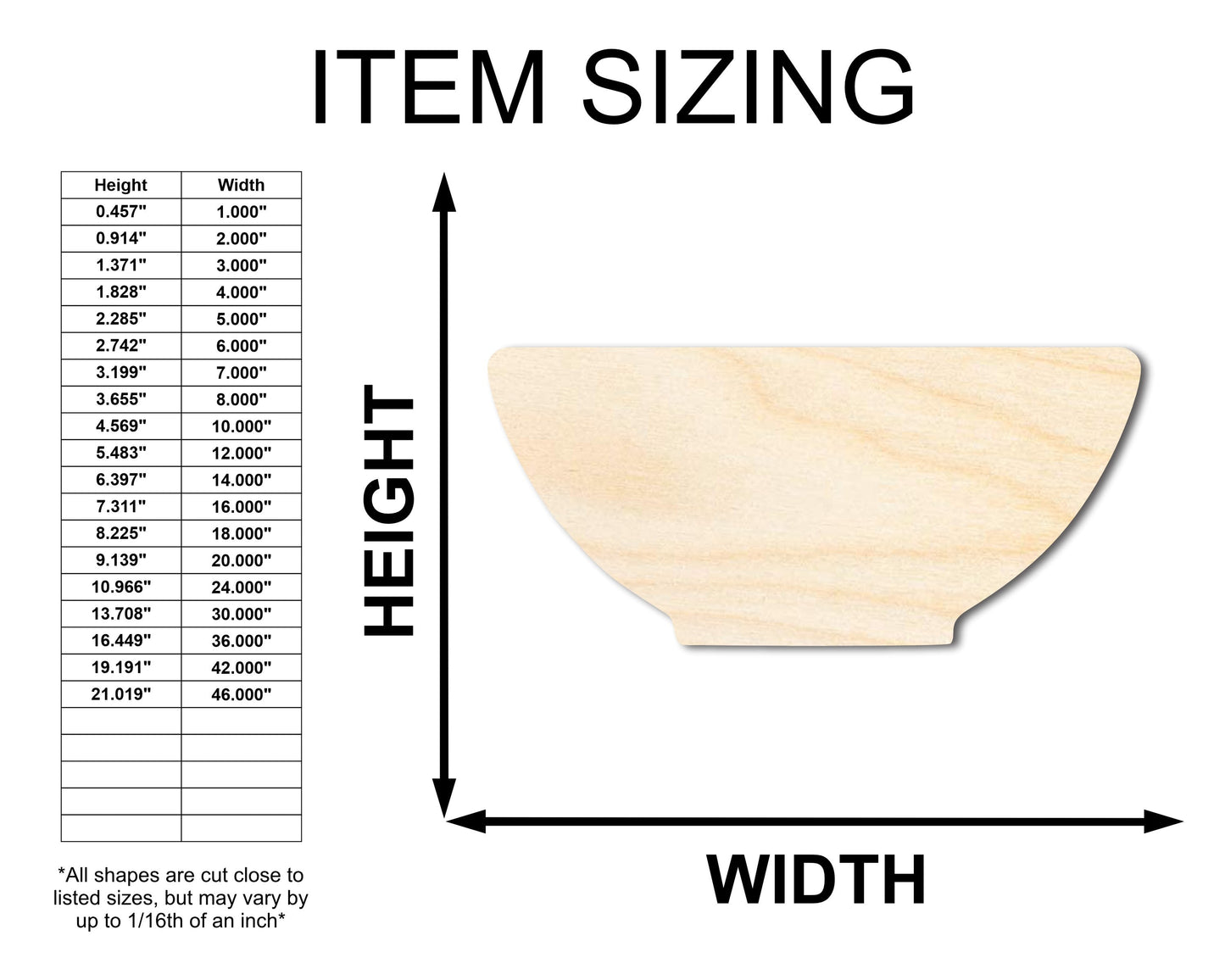 Unfinished Wood Bowl Shape - Kitchen Craft - up to 46" DIY