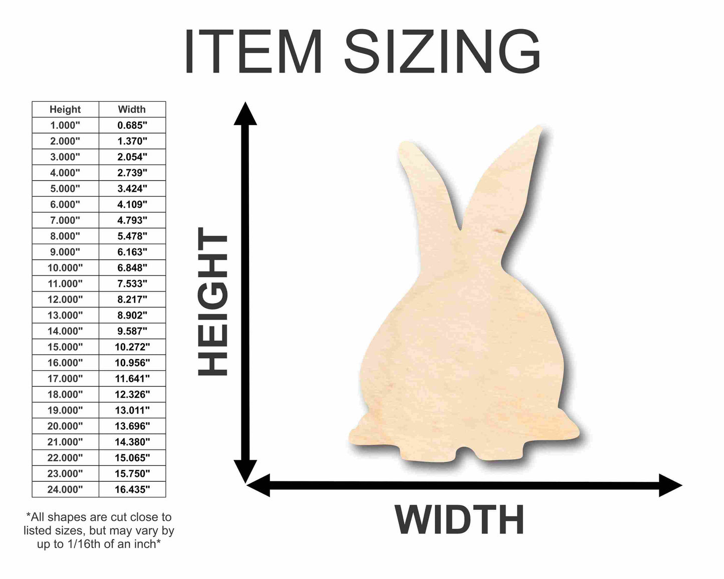 Unfinished Wood Bunny Silhouette - Craft- up to 46" DIY