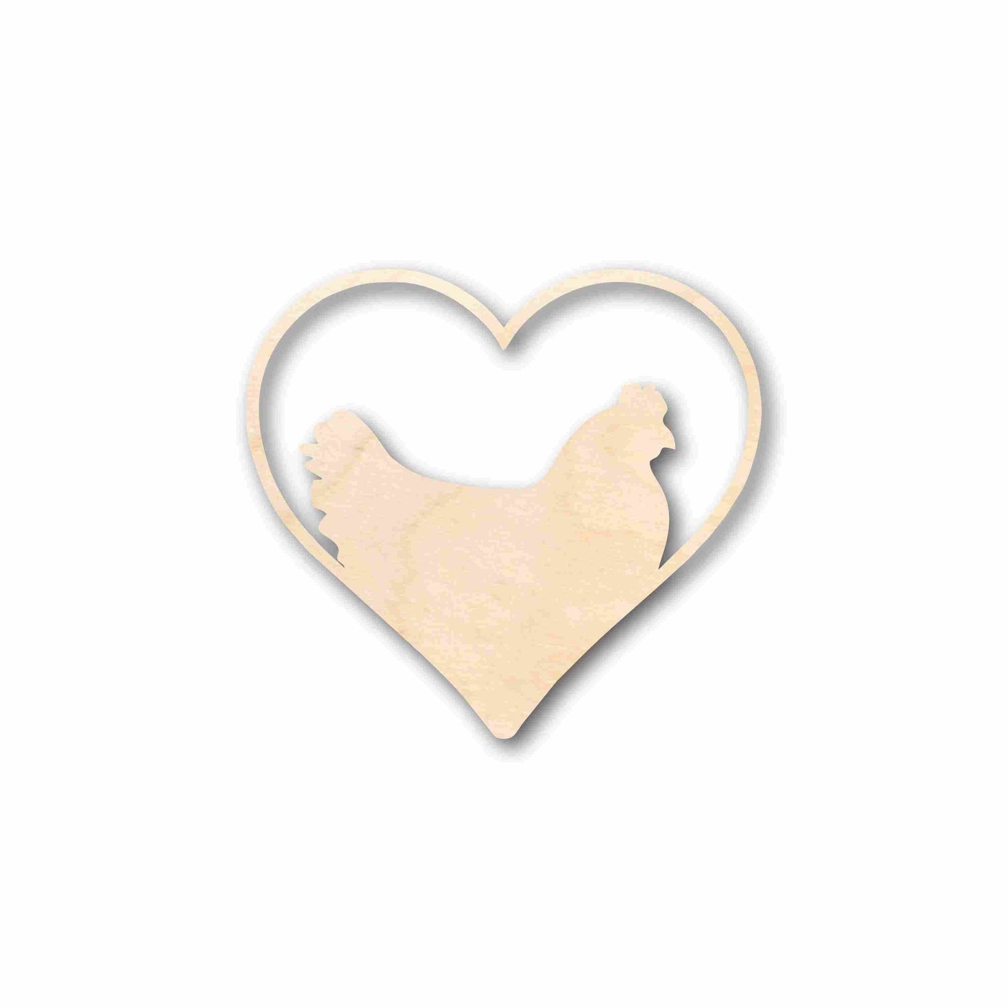 Unfinished Wood Chicken Heart Silhouette - Craft- up to 46" DIY