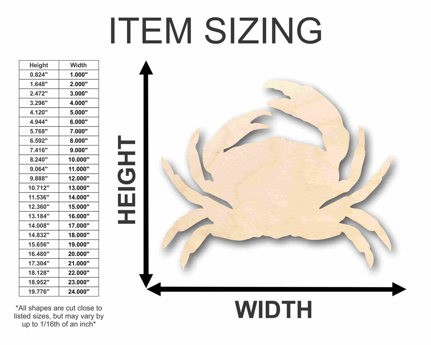 Unfinished Wood Crab Silhouette - Craft- up to 46" DIY