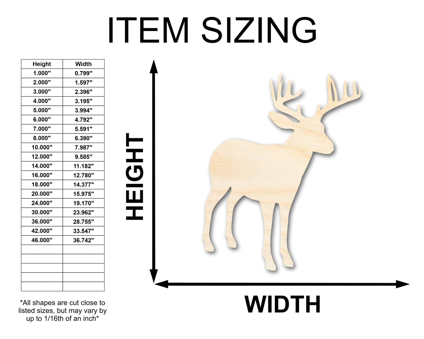 Unfinished Wood Deer Buck Antlers Silhouette Shape - Craft - up to 46" DIY