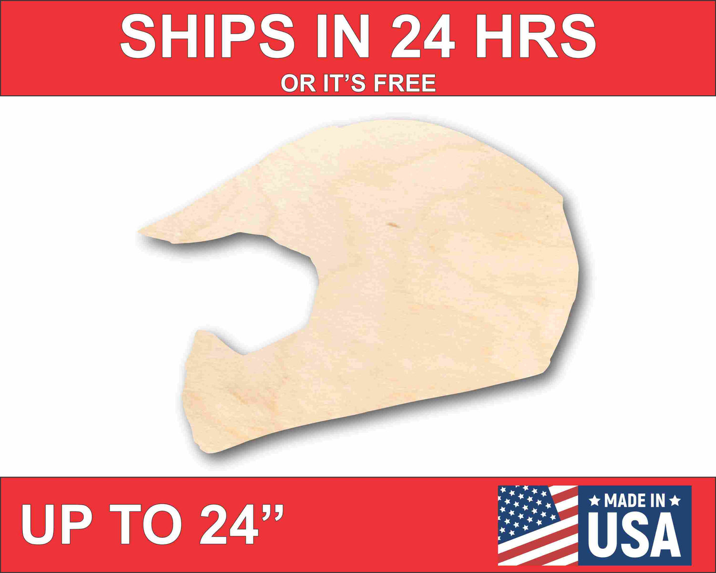 Unfinished Wood Dirt Bike Helmet Silhouette - Craft- up to 46" DIY