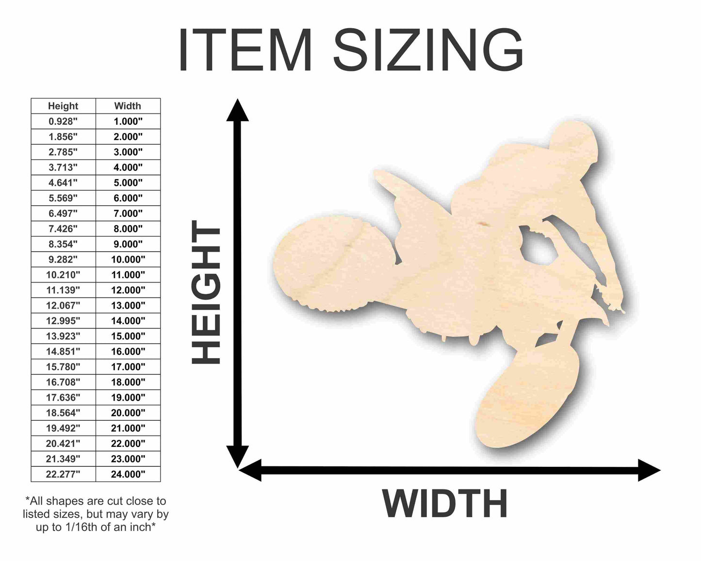 Unfinished Wood Dirtbike Silhouette - Craft- up to 46" DIY