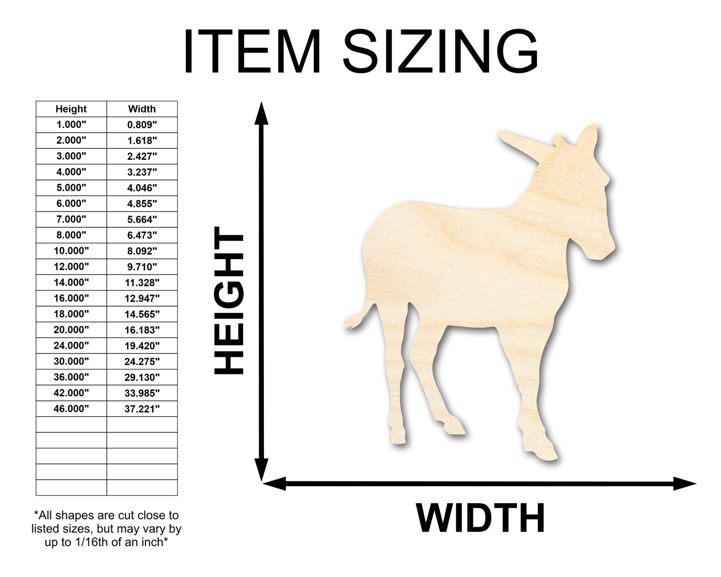 Unfinished Wood Donkey Shape - Animal Craft - up to 46" DIY