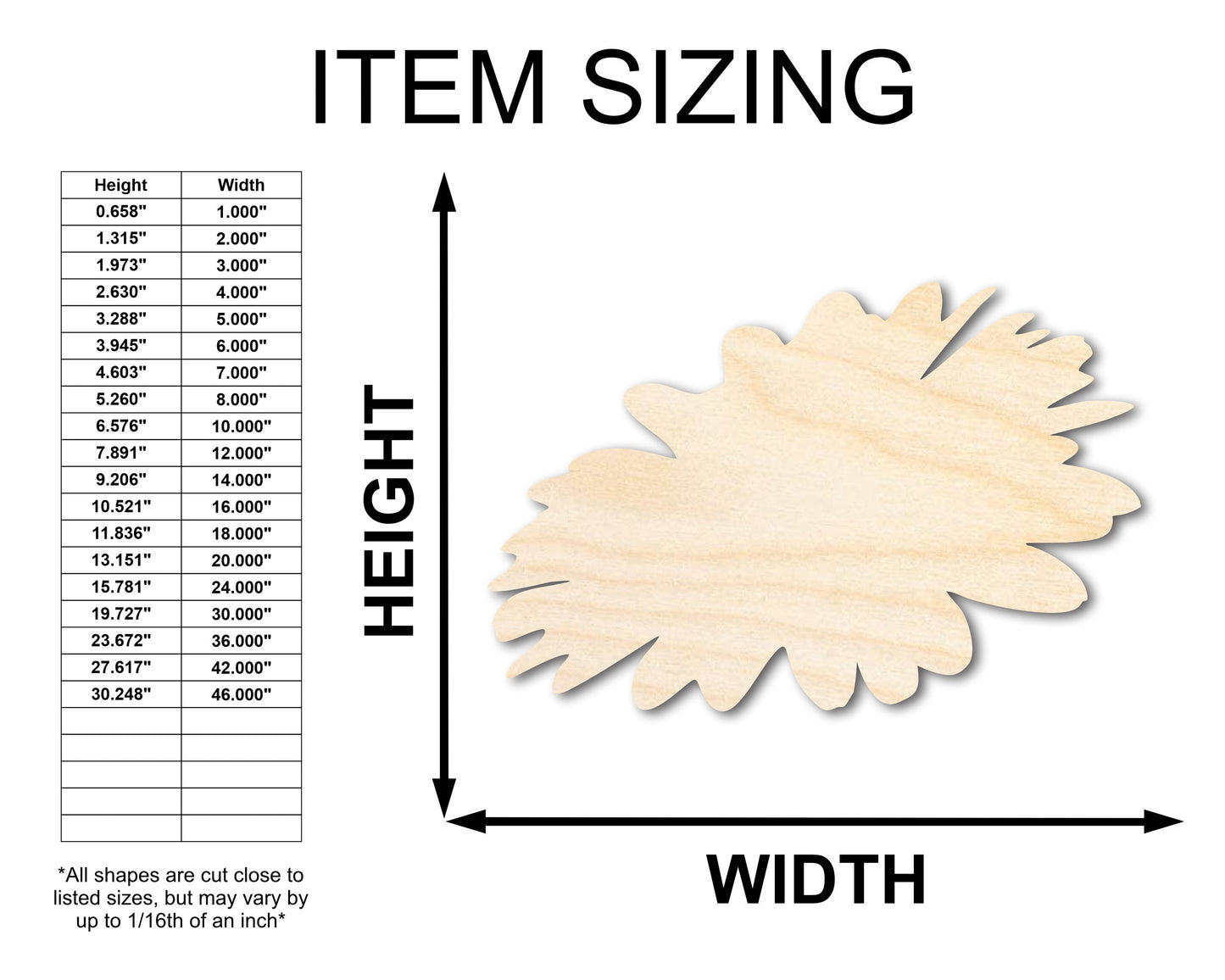 Unfinished Wood Dandelion Shape - Flower Craft - up to 46" DIY