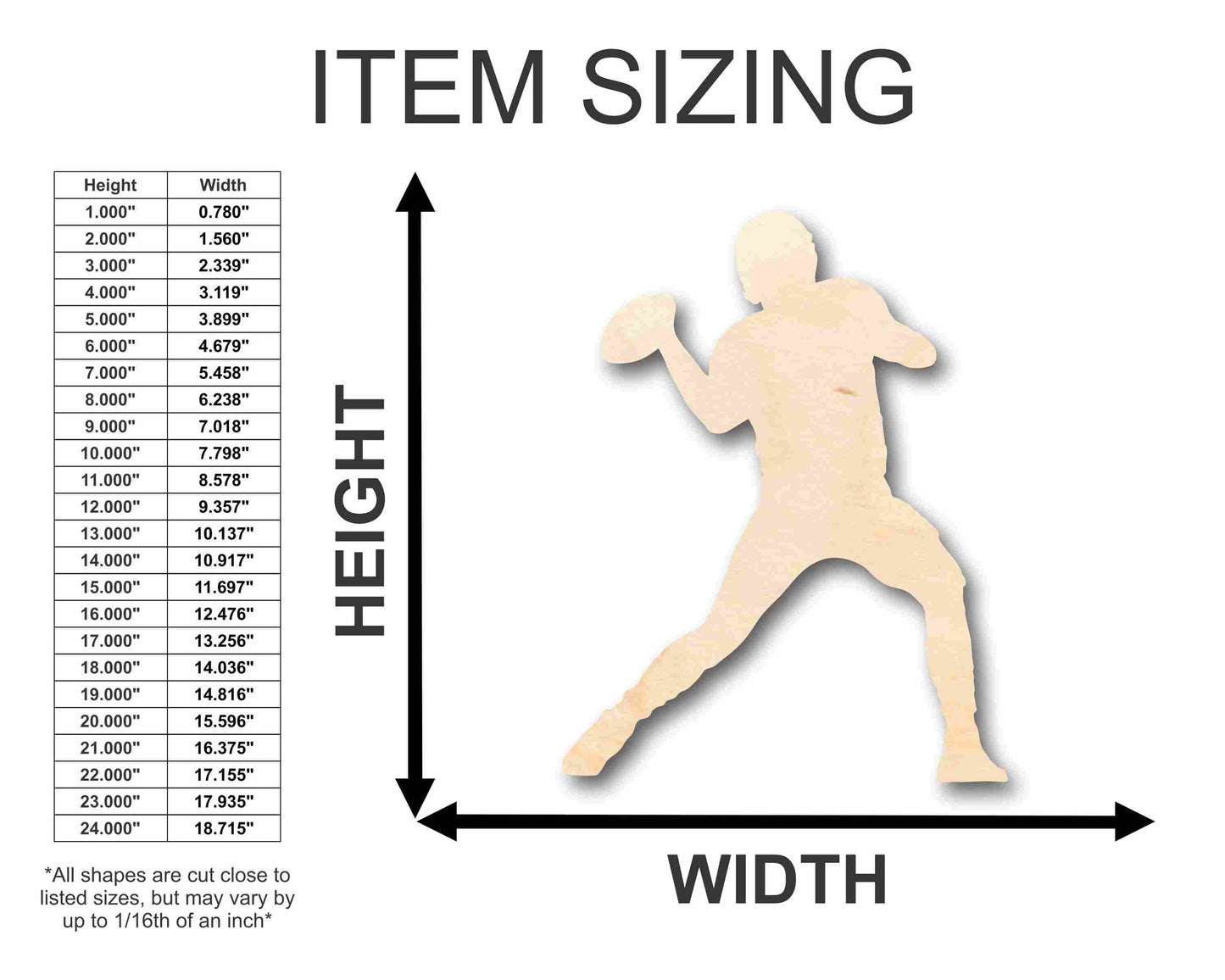 Unfinished Wood Football Player Silhouette - Craft- up to 46" DIY