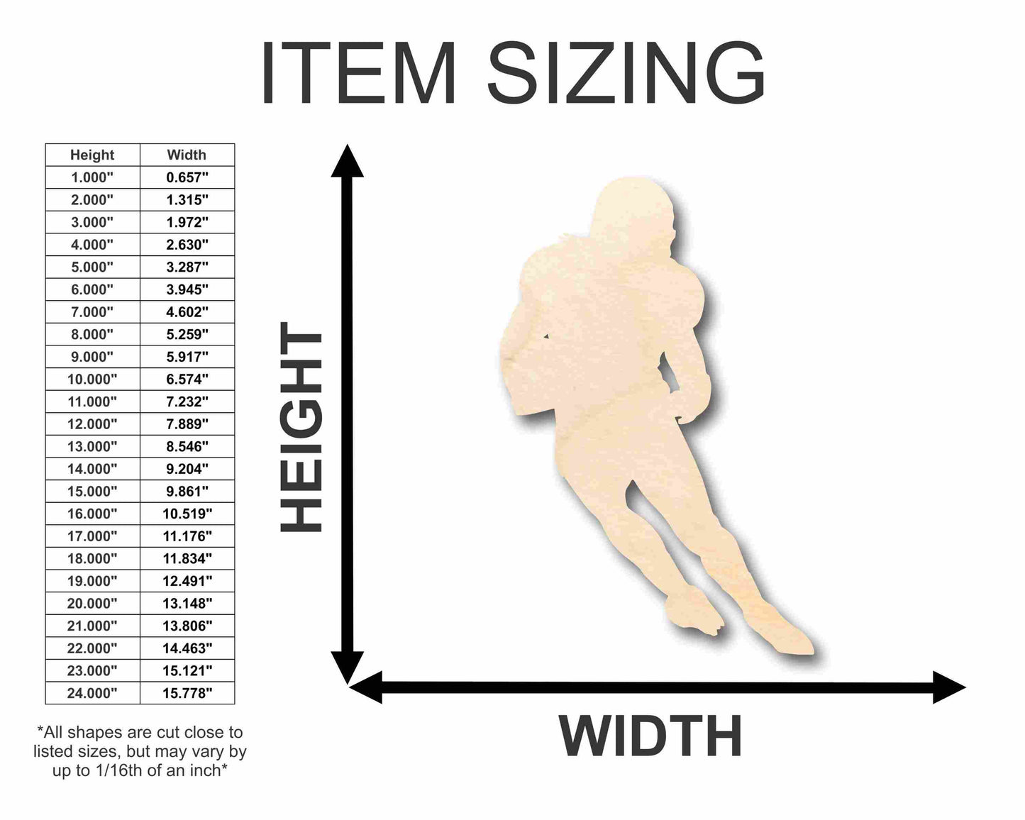 Unfinished Wood Football Player Silhouette - Craft- up to 46" DIY