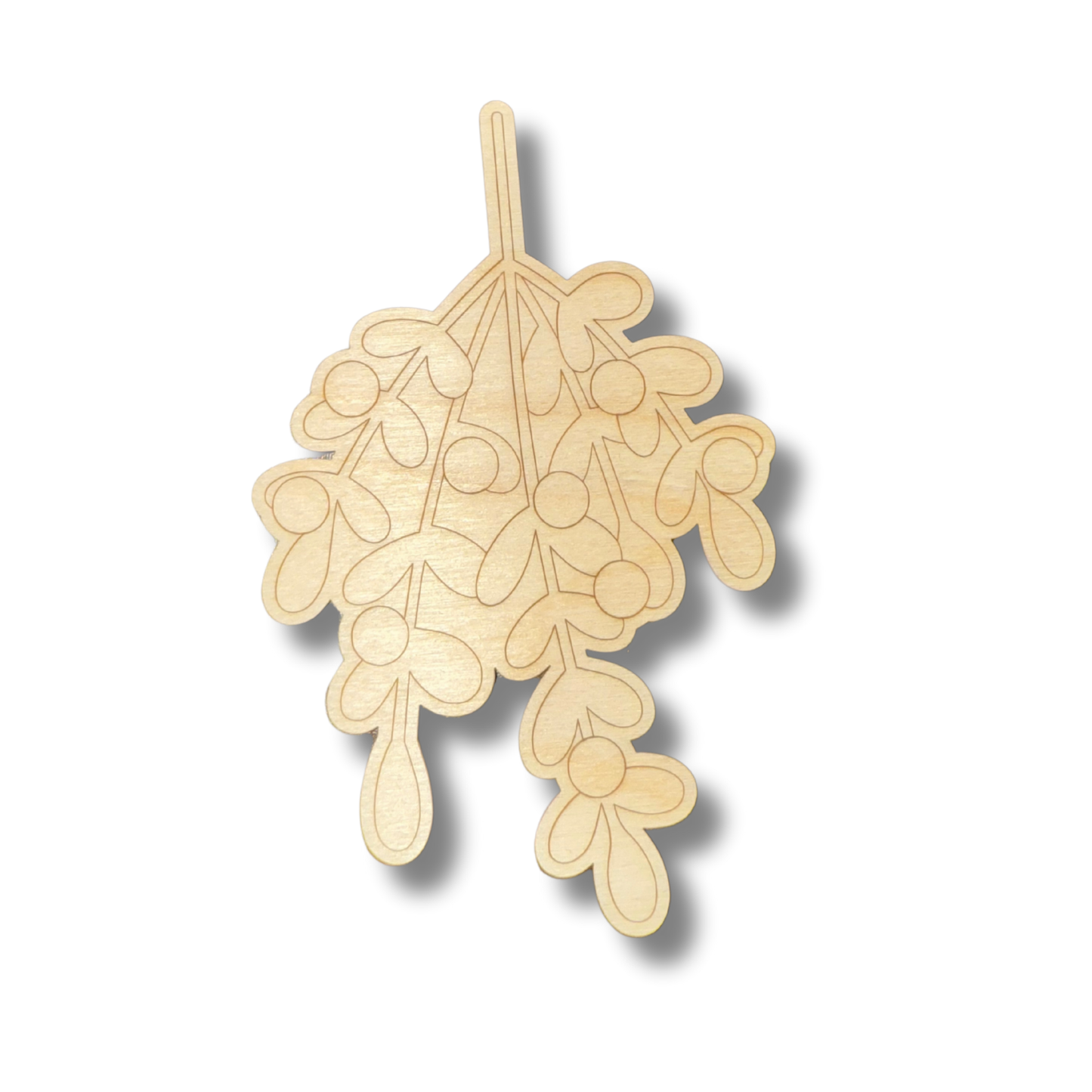 Unfinished Wood Etched Miseltoe Shape | Paint By Line Crafts | up to 30" DIY