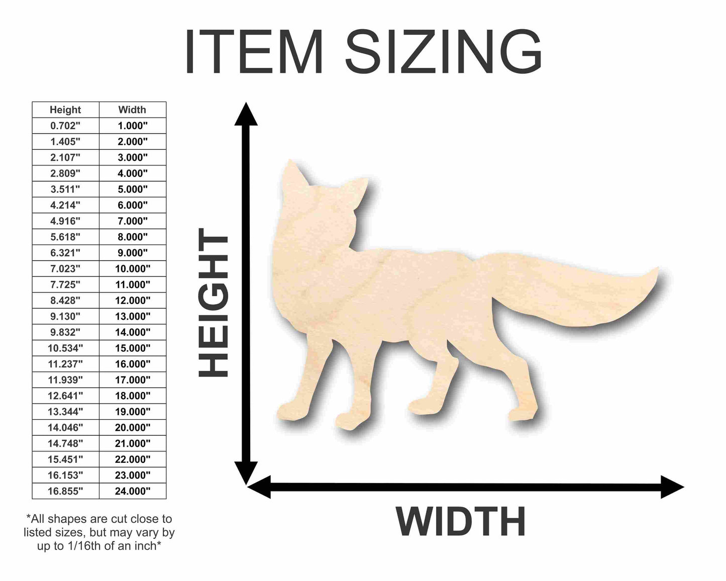 Unfinished Wood Fox Silhouette - Craft- up to 46" DIY