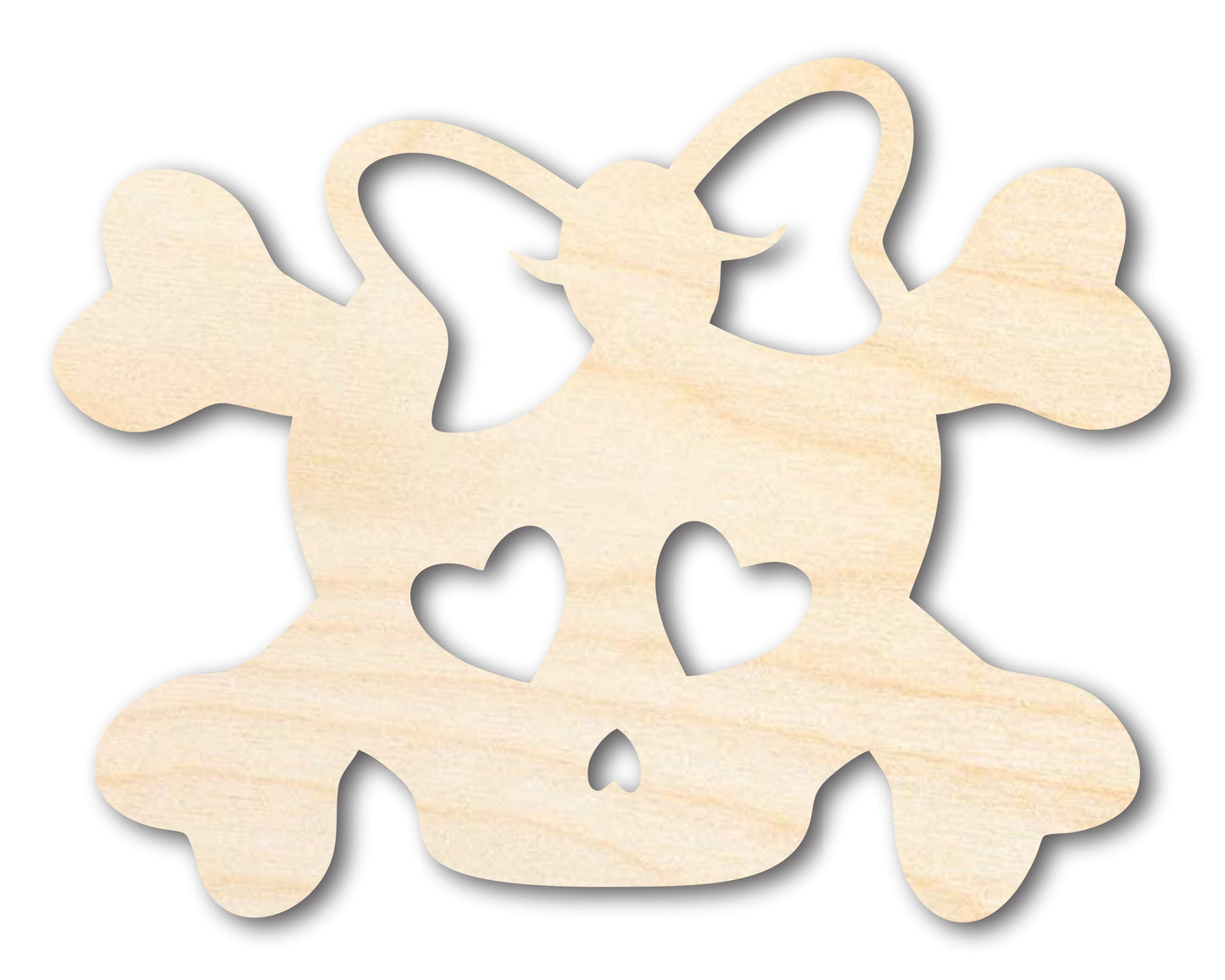 Unfinished Wood Girl Skull Shape | Craft Cutout | up to 46" DIY