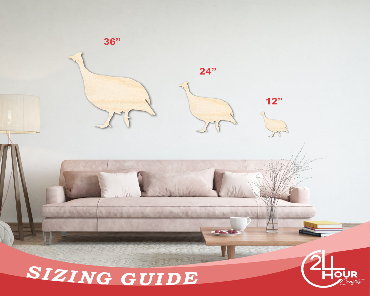 Unfinished Wood Guinea Fowl Shape - Craft - up to 46" DIY