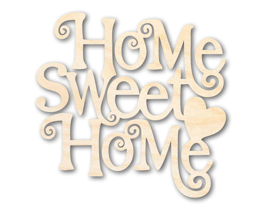 Unfinished Wood Home Sweet Home Shape - Word Craft - up to 46"