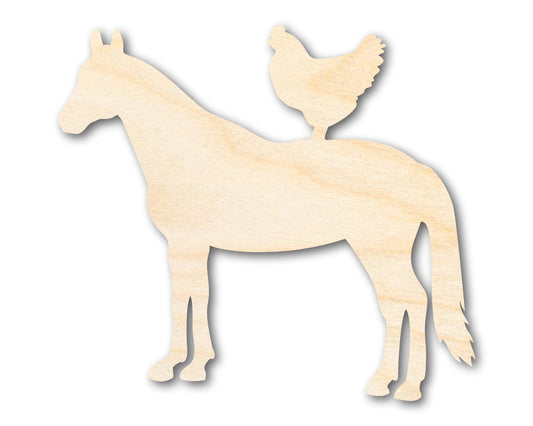 Unfinished Wood Horse and Chicken Shape - Farm Craft - up to 46" DIY