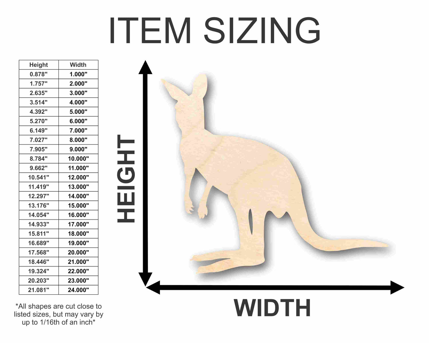 Unfinished Wood Kangaroo Silhouette - Craft- up to 46" DIY