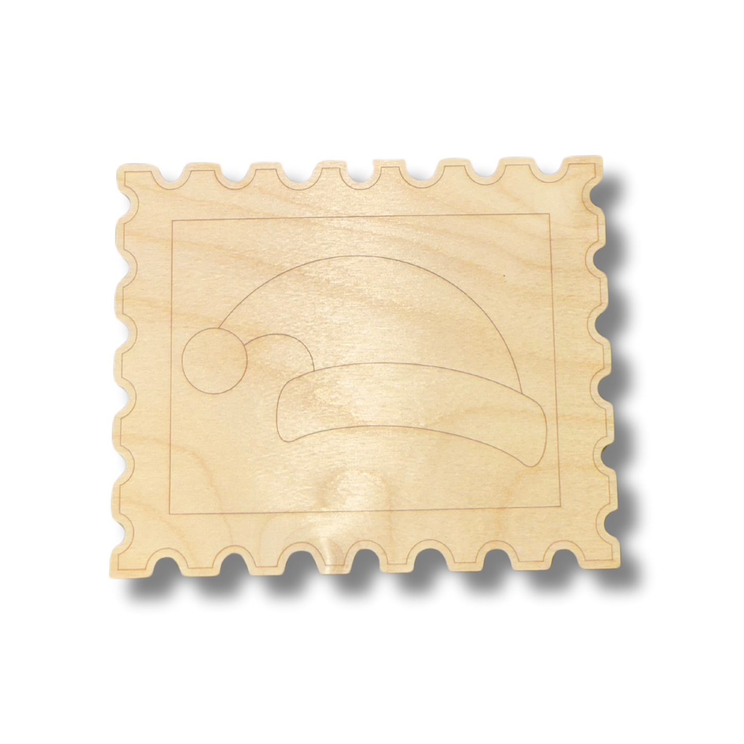 Unfinished Wood Etched Santa Hat Stamp Shape | Paint By Line Crafts | up to 30" DIY