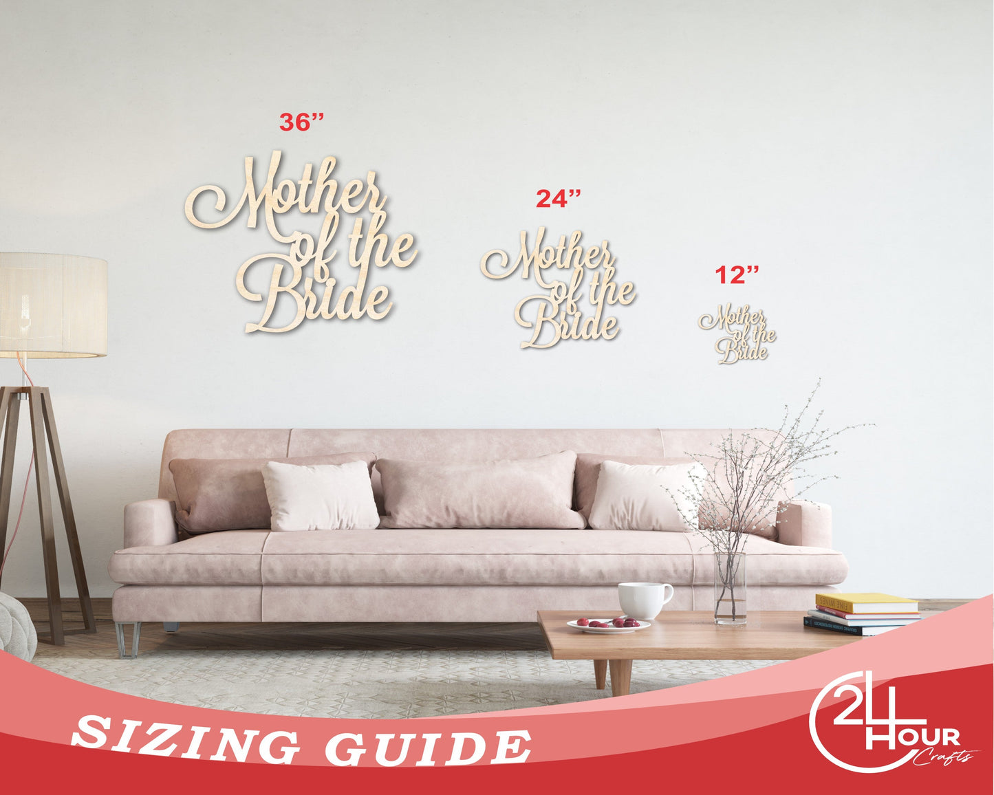 Unfinished Wood Mother of the Bride Shape - Word Craft - up to 46"