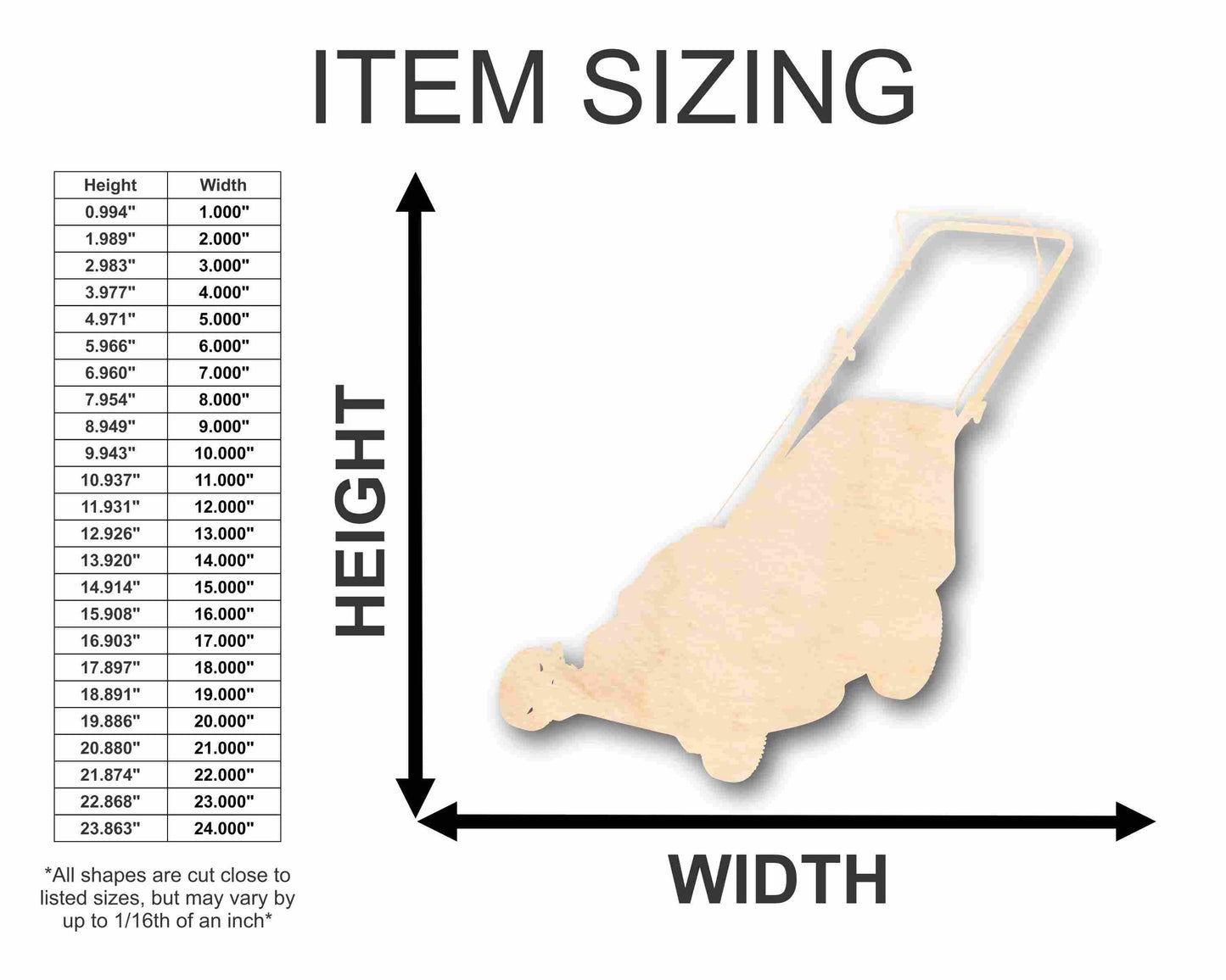 Unfinished Wood Mower Silhouette - Craft- up to 46" DIY