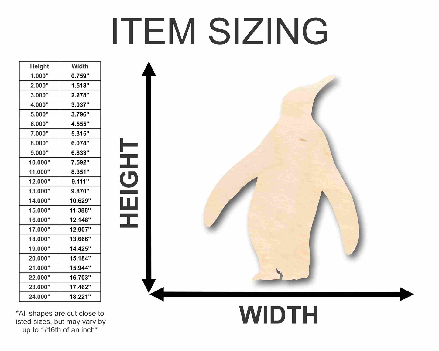Unfinished Wood Penguin Silhouette - Craft- up to 46" DIY