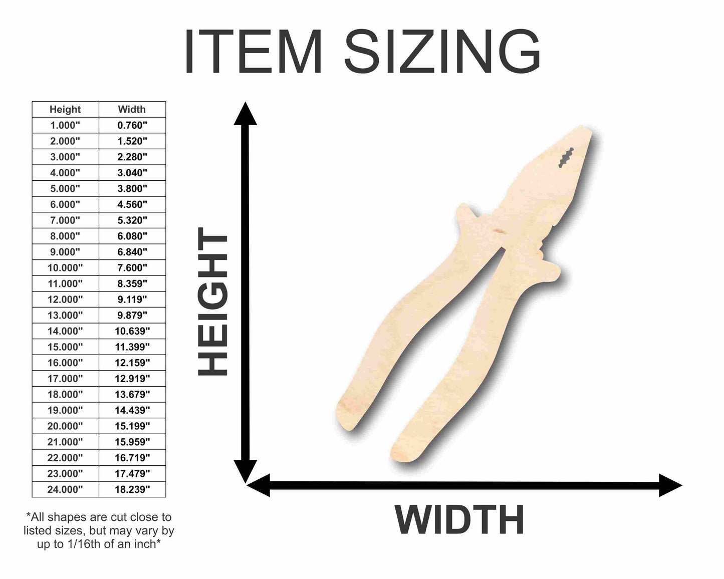 Unfinished Wood Plier Silhouette - Craft- up to 46" DIY