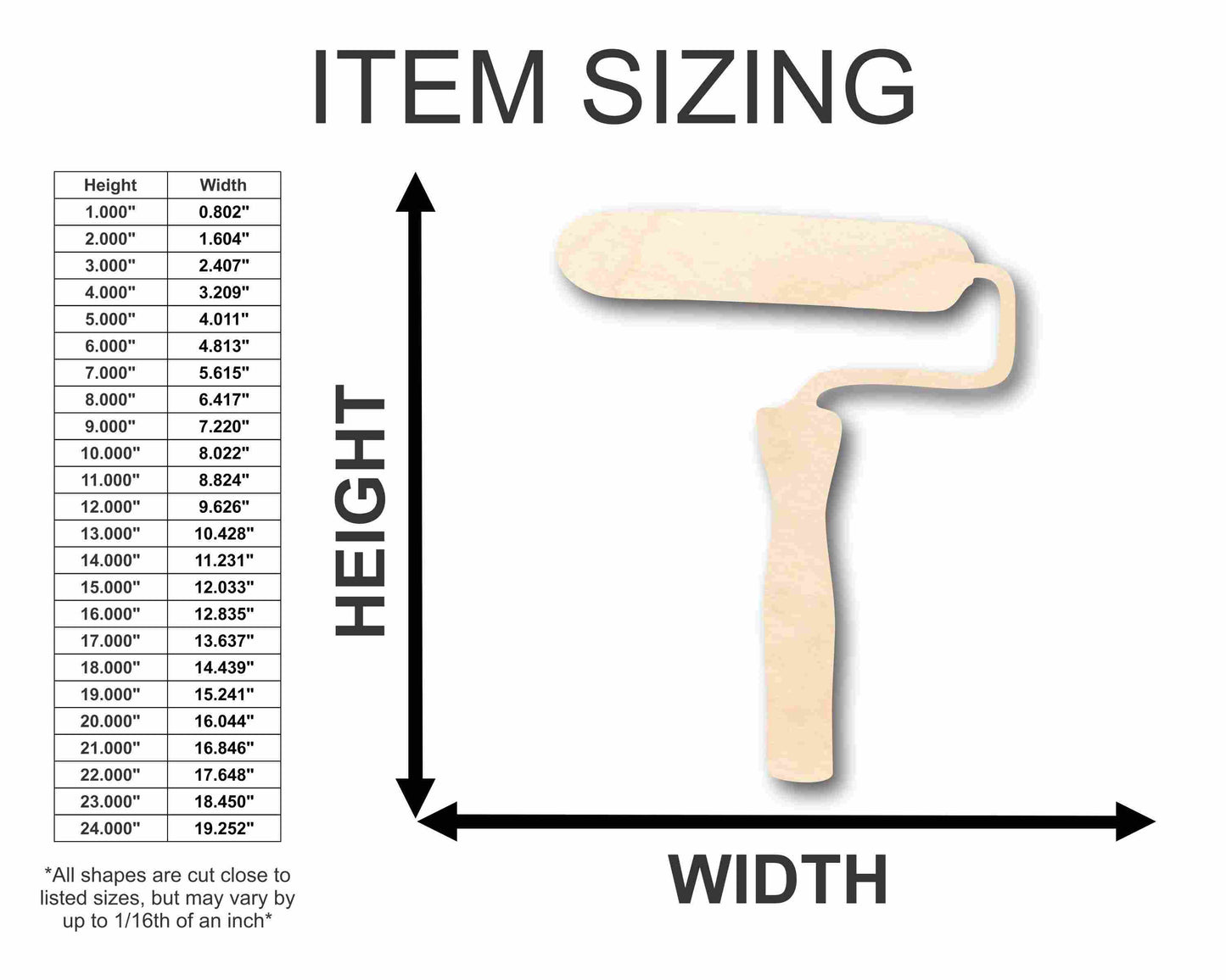 Unfinished Wood Roller Silhouette - Craft- up to 46" DIY