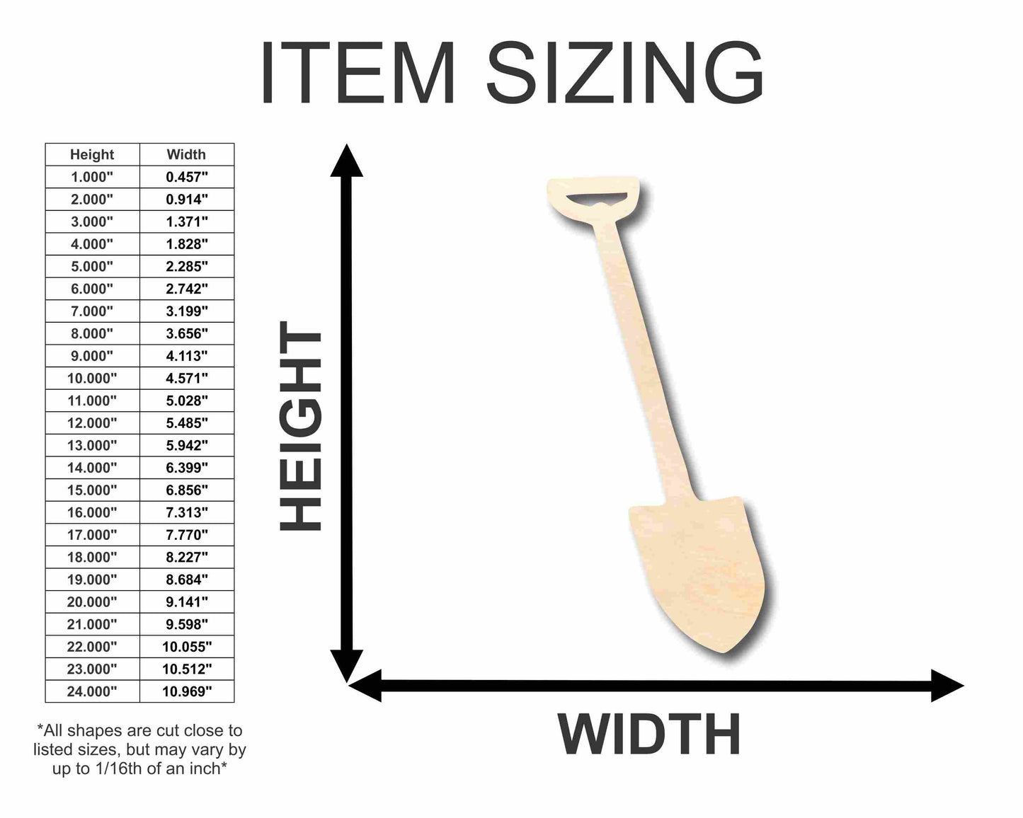 Unfinished Wood Shovel Silhouette - Craft- up to 46" DIY