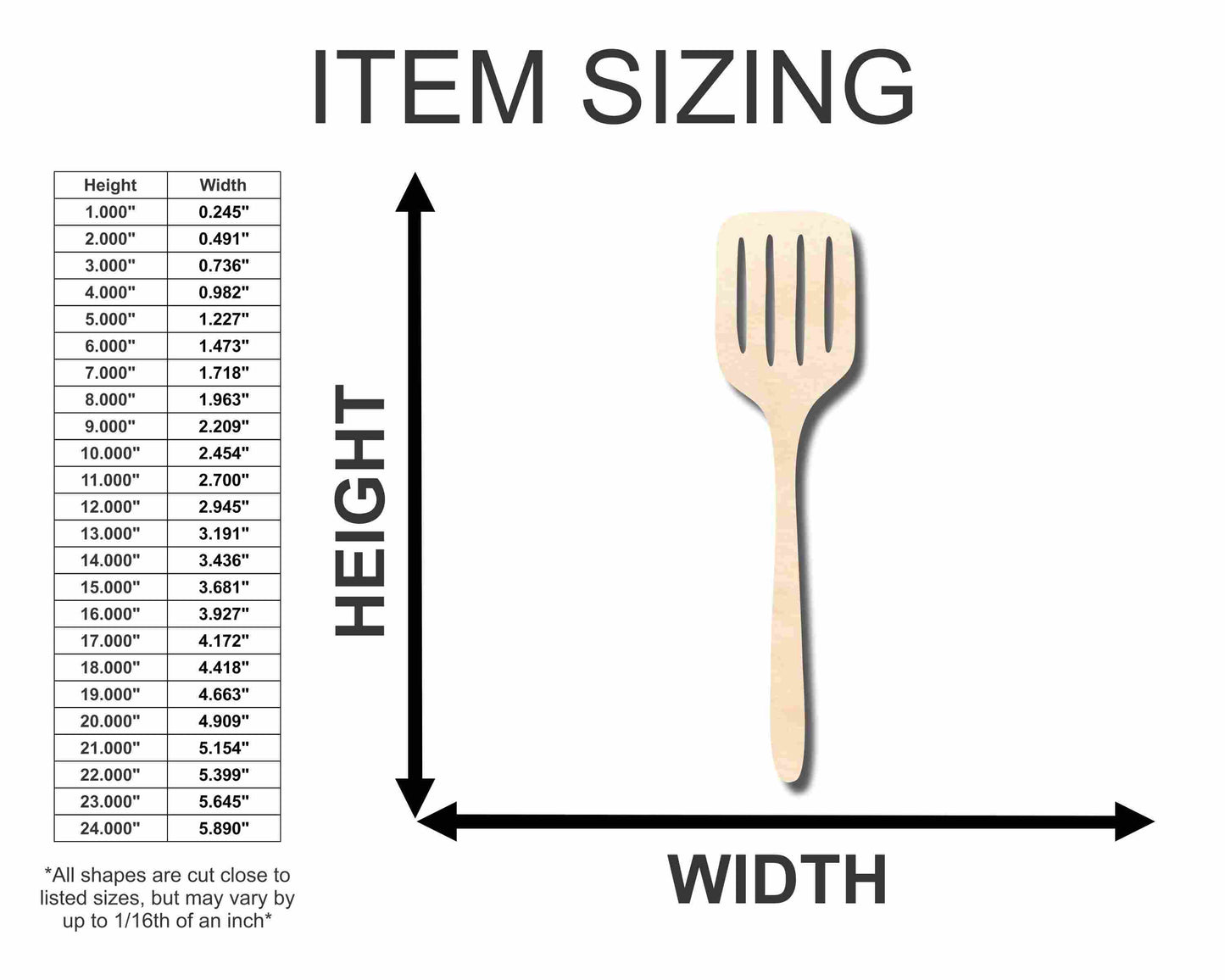 Unfinished Wood Spatula Silhouette - Craft- up to 46" DIY