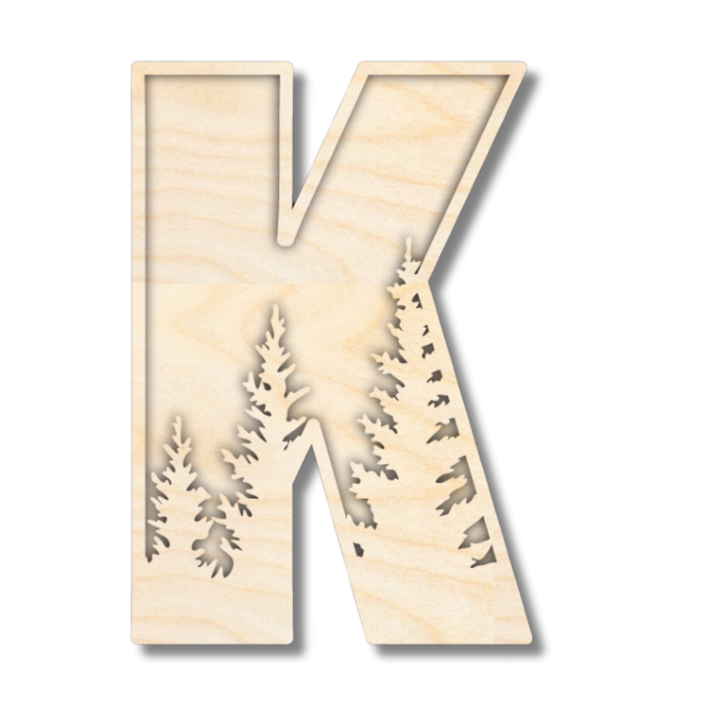 Unfinished Wood Layered Themed Letters | Pine Trees | A-Z | 2 Piece | up to 24"